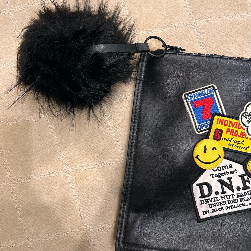 Black Patchwork Clutch Bag NWOT Dream Control